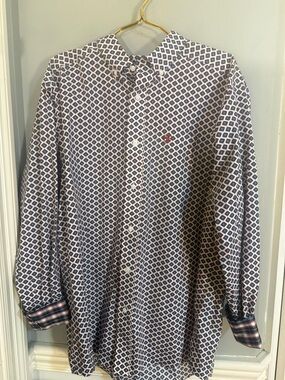 Ariat Men’s Large Western Button Down Shirt Geometric Print Cotton L